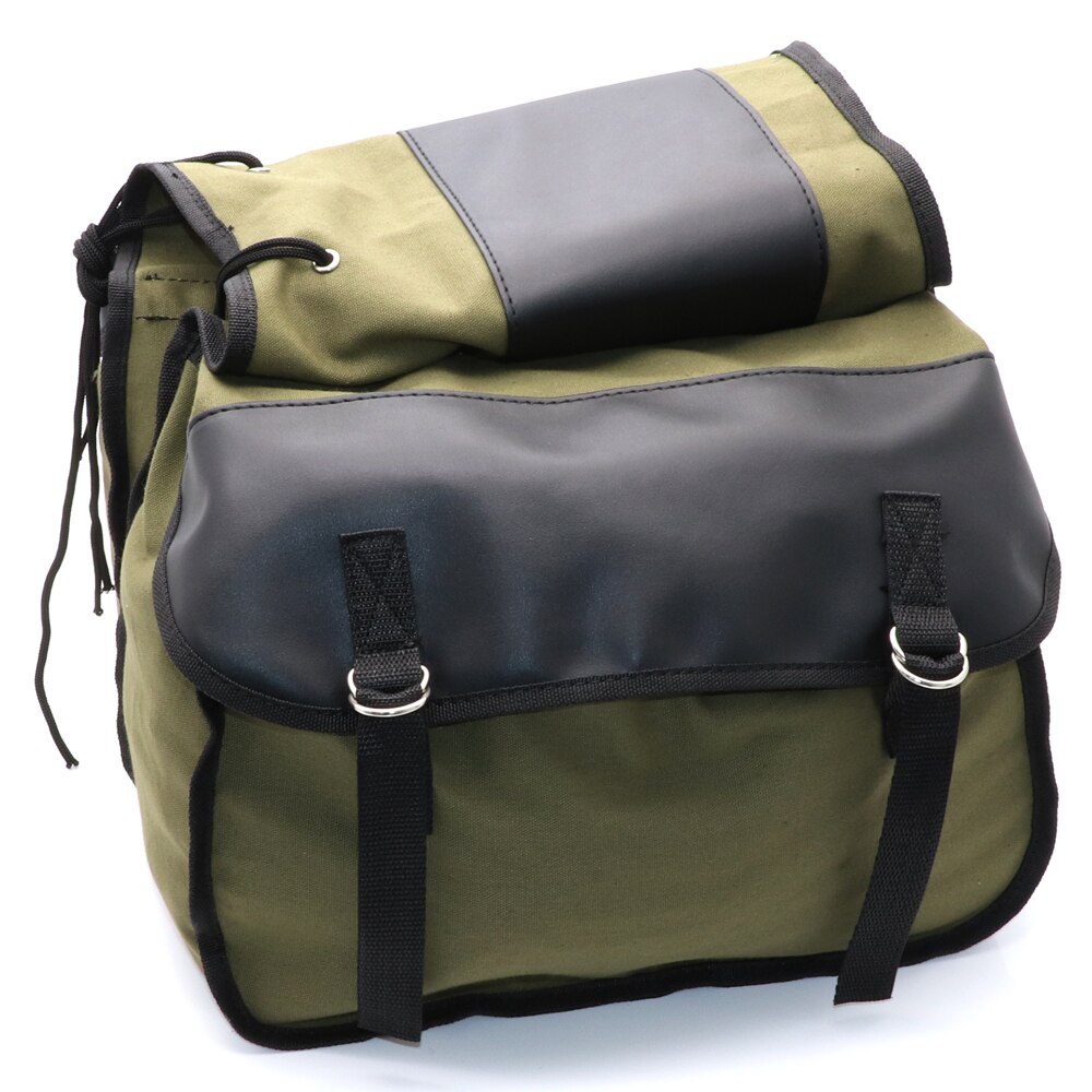 Sac à dos de moto en toile pour Honda Shadow 750, Kawasaki Vulcan 500, Suzuki: Army Green
