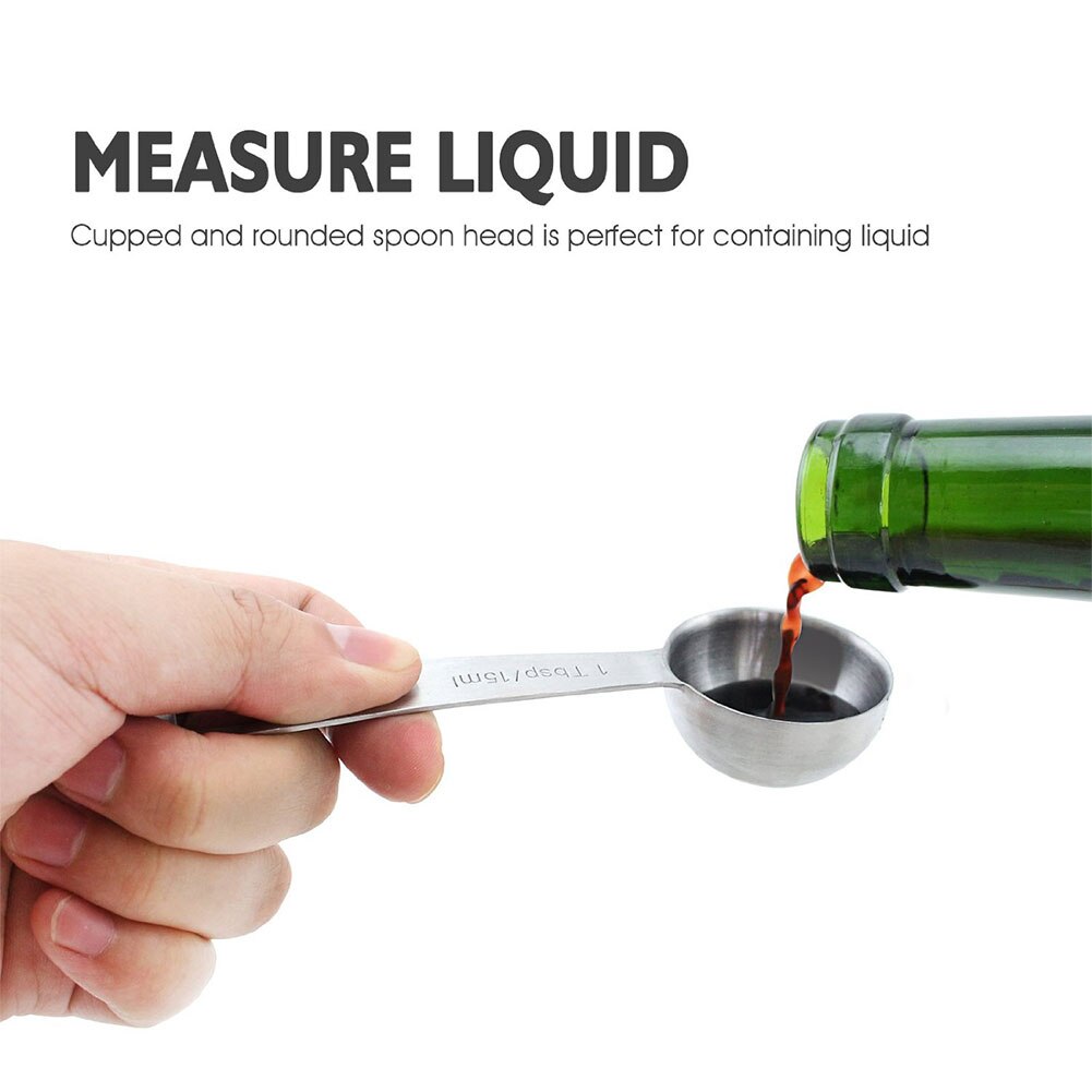 7pcs Cooking Set Stainless Steel Teaspoon Liquid Ingredients Utensil Measuring Spoons Bakeware Baking Tools Salt Coffee Ruler