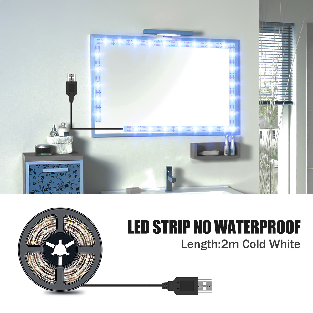 DC5V LED machen-hoch Spiegel Licht Streifen USB Dressing Tisch Lampe LED Band Raum Dekoration Schlafzimmer Eitelkeit Lichter 0,5 M 1M 2M 3M 4M 5M: Blau
