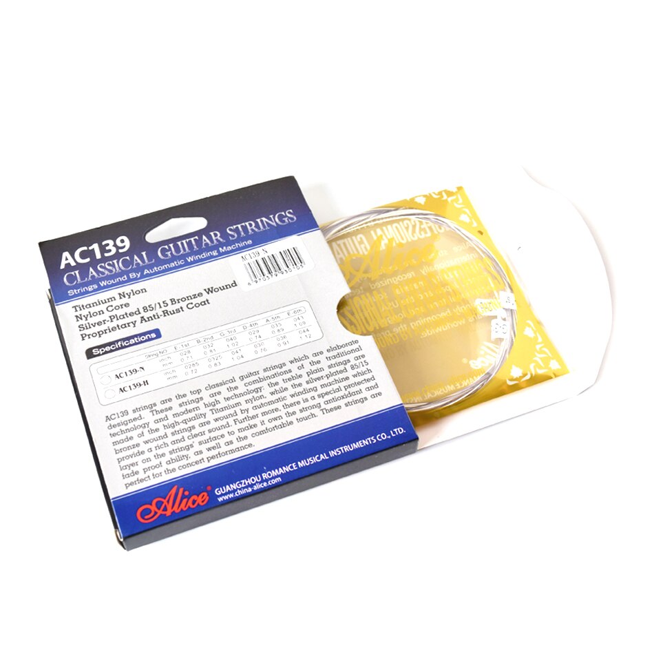 Alice AC139 struny robić gitary klasycznej tytanowy nylon posrebrzany 85/15 brąz rany 028 0285 cala normalne i twarde napięcie