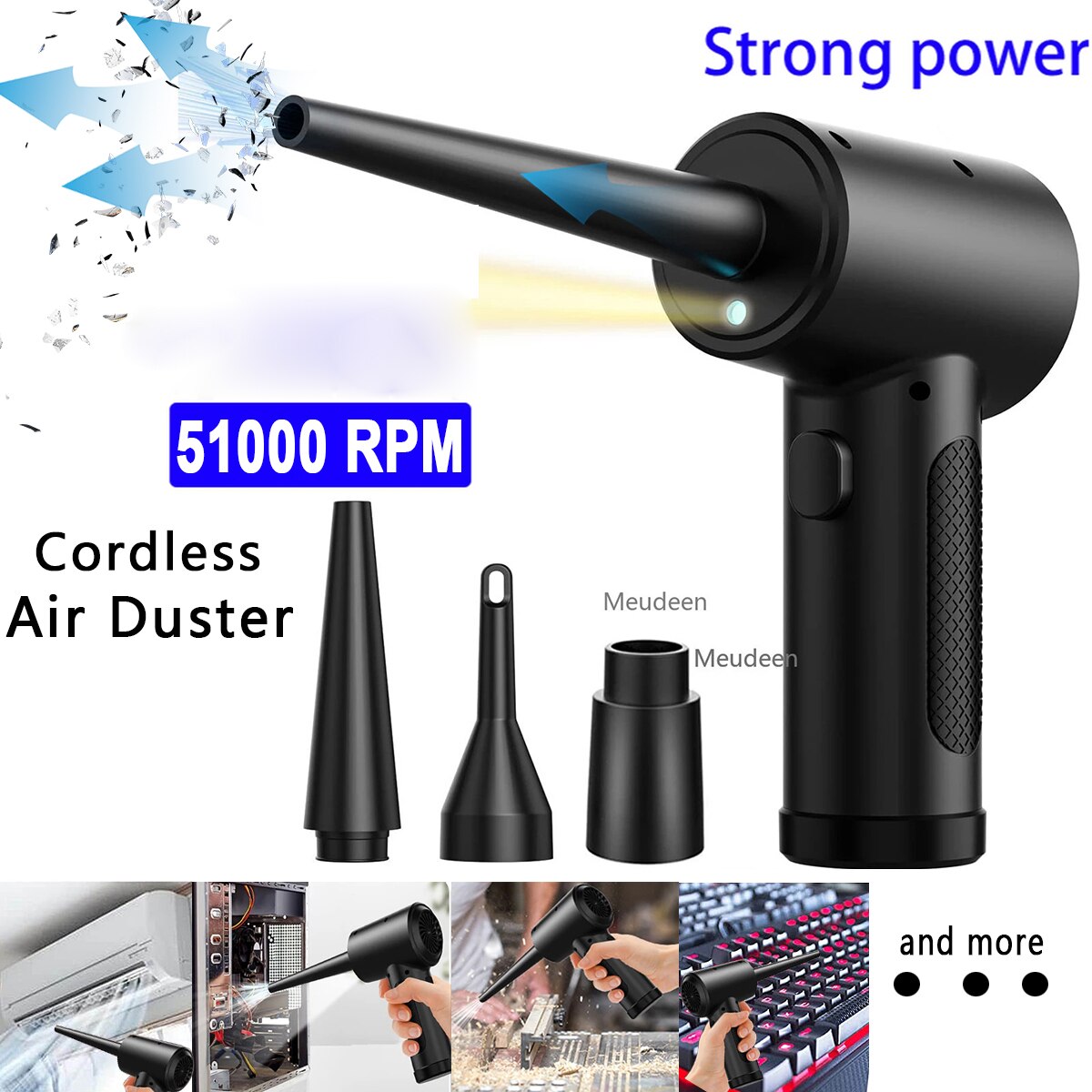 68W 5000mAh Electric Air Duster Blower Cordless Keyboard Cleaner Compressed Canned Air Spray Auto Power