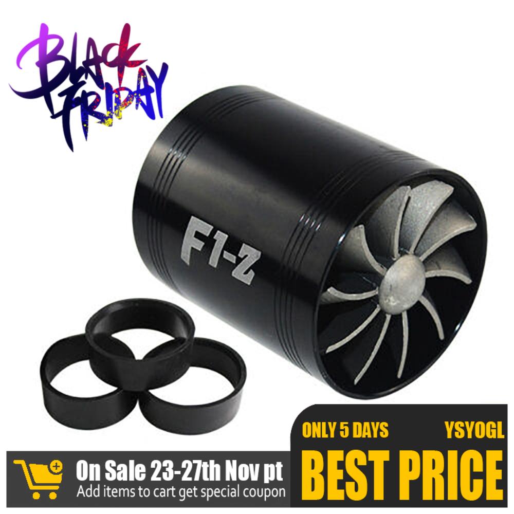 Universal Car Turbine Supercharger & 3 Rubber Covers 3000rpm F1-Z Double Turbo Charger Air Filter Intake Fan Fuel Gas Saver Kit