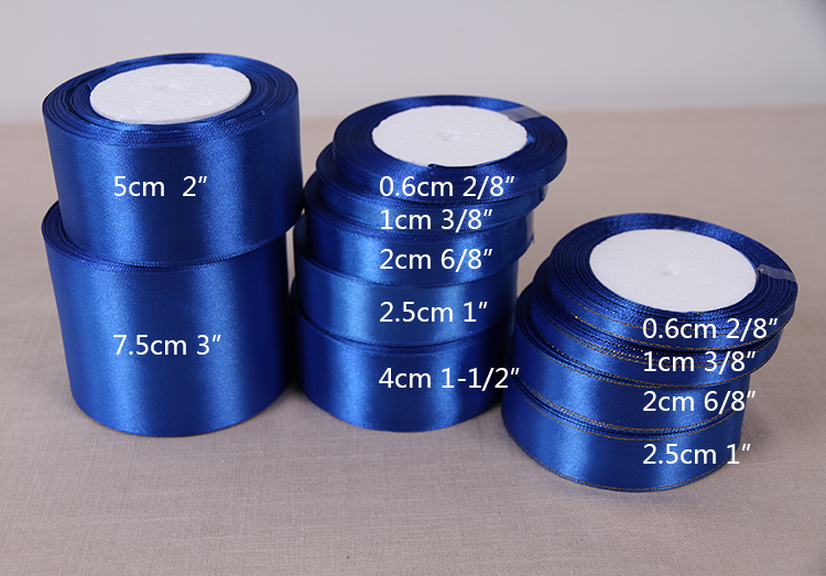 6/10/15/20/25/30/40/50 Mm Breed 25 Yards Royal blauw Satijn Linten Voor Handwerk Hoofddeksels Decoratieve Satijnen Tapes Voor Pakket