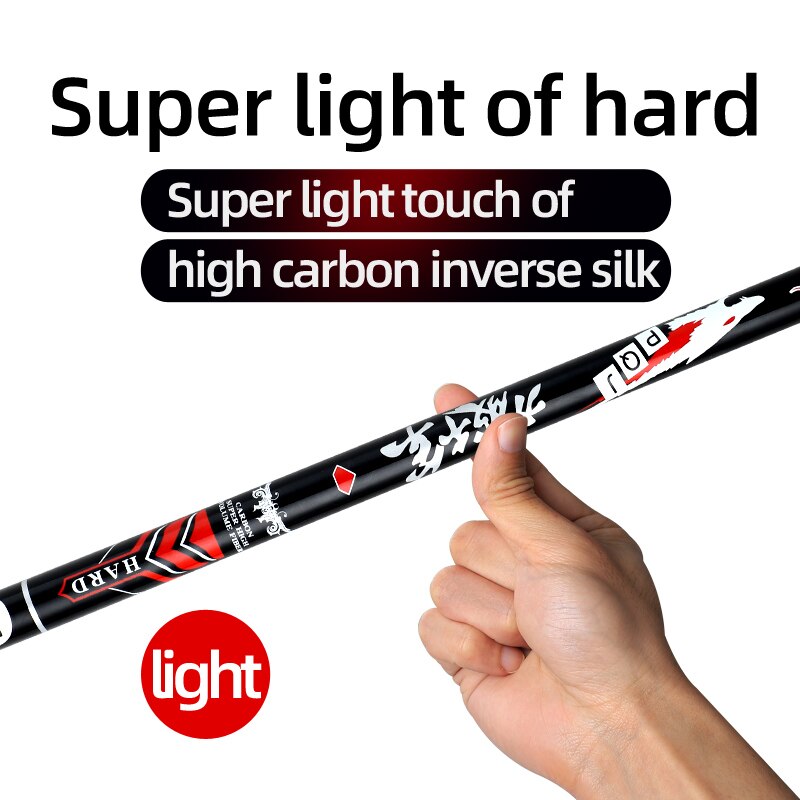 Canne à pêche télescopique Super légère et dure en Fiber de carbone, pour pêche en ruisseau, 3.6m/4.5m/5.4m/6.3m/7.2m,