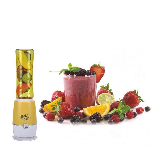 Draagbare mini sapcentrifuge fles beker smoothie maker multifunctionele extractor blender huishoudelijke reisbeker shake take fruit mini mixer: Geel
