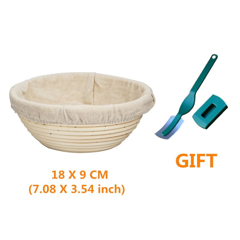 Juego de cestas de mimbre para fermentación de pan , cubierta de tela, masa de Baguette forrada reutilizable, cestas para fermentación, decoración de almacenamiento: Round 18X9CM Set