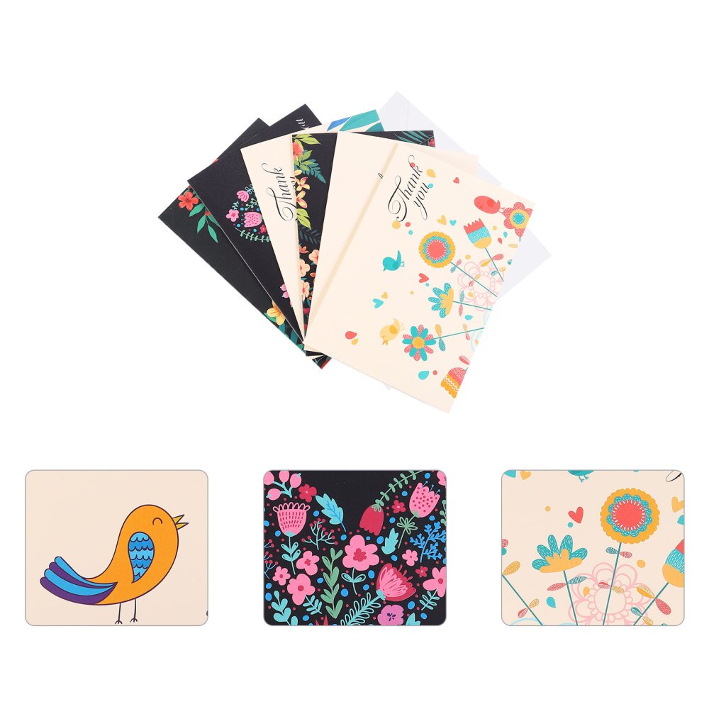 6 Pcs Beautiful Note Cards Memo Cards with Envelopes (Black): Default Title
