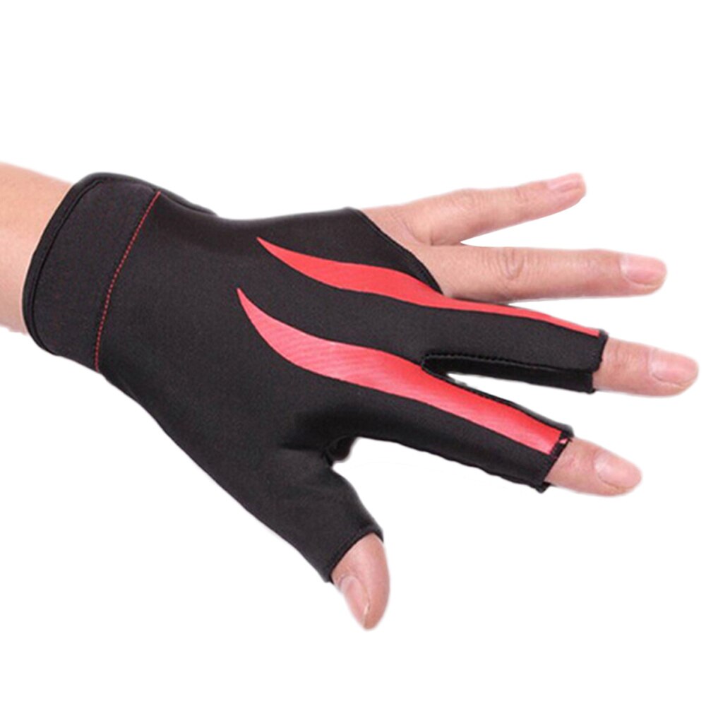 Biljart 3-Vinger Handschoen Snooker Pool Cue Shooter Handschoen Stretchable Half Vinger Voor Linkerhand (Rood): Default Title