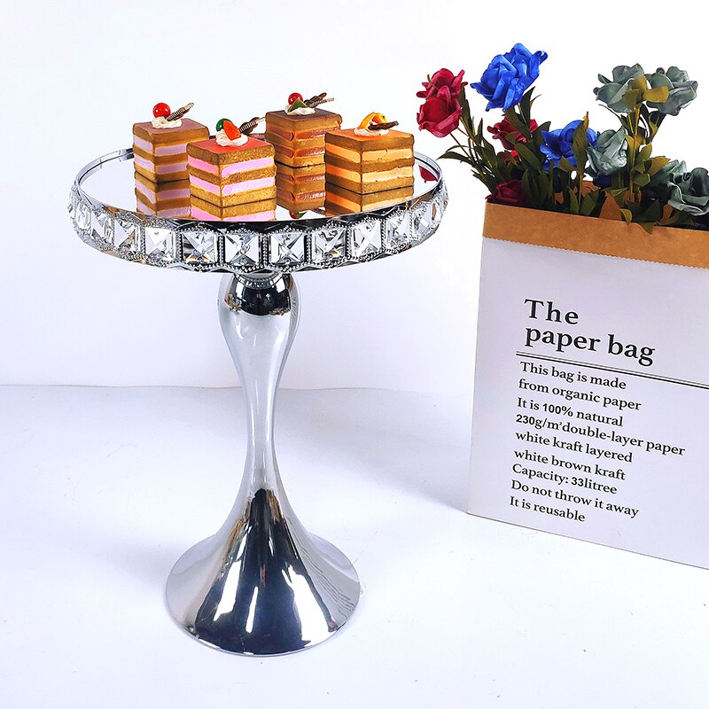 Plein Crystal Silver Galvaniseren Metalen Cake Stand Set Display Bruiloft Verjaardag Party Dessert Cupcake Plaat Rack