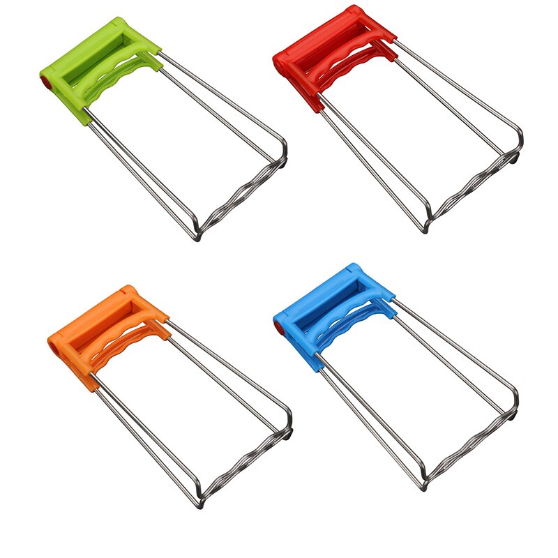 Tallerken clips tang rustfrit stål + pp håndtag køkken værktøj sammenfoldelig anti skål klemme til gryde griber