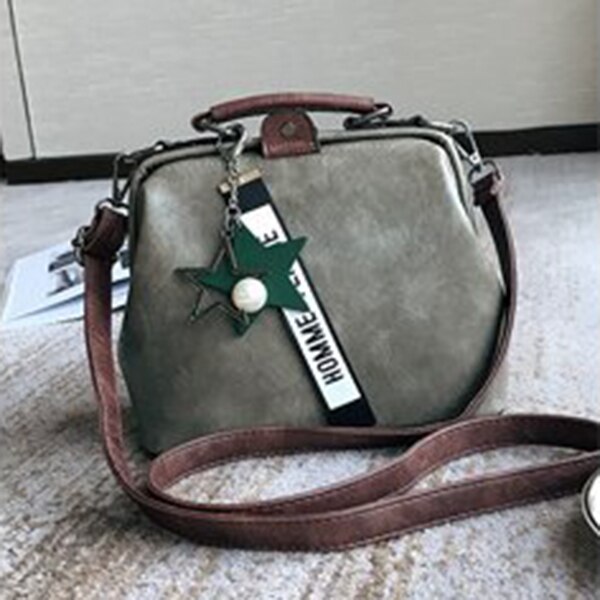 Croyance kvinnor handväska läder axelväska kvinnliga läkare crossbody handväska stjärna hänge nitar casual berömda märke kvinnor väskor: Grå