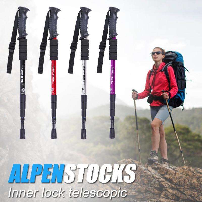 Professionelle Fuß Stöcke Klassischen Zarten Wandern Pole 4 Abschnitte Teleskop Stock Stock Krücke für draussen Wandern gehen