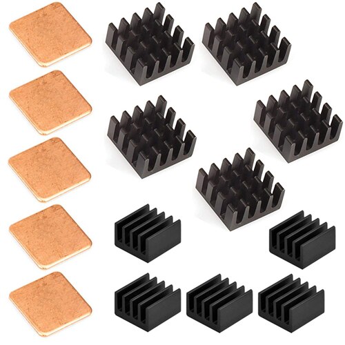 15pcs/lot Raspberry pi 4 B heatsink kit aluminum +copper heat sink cooling cooler parts for raspberry pi 4/3/2/B/B+ Model B/B+: Default Title