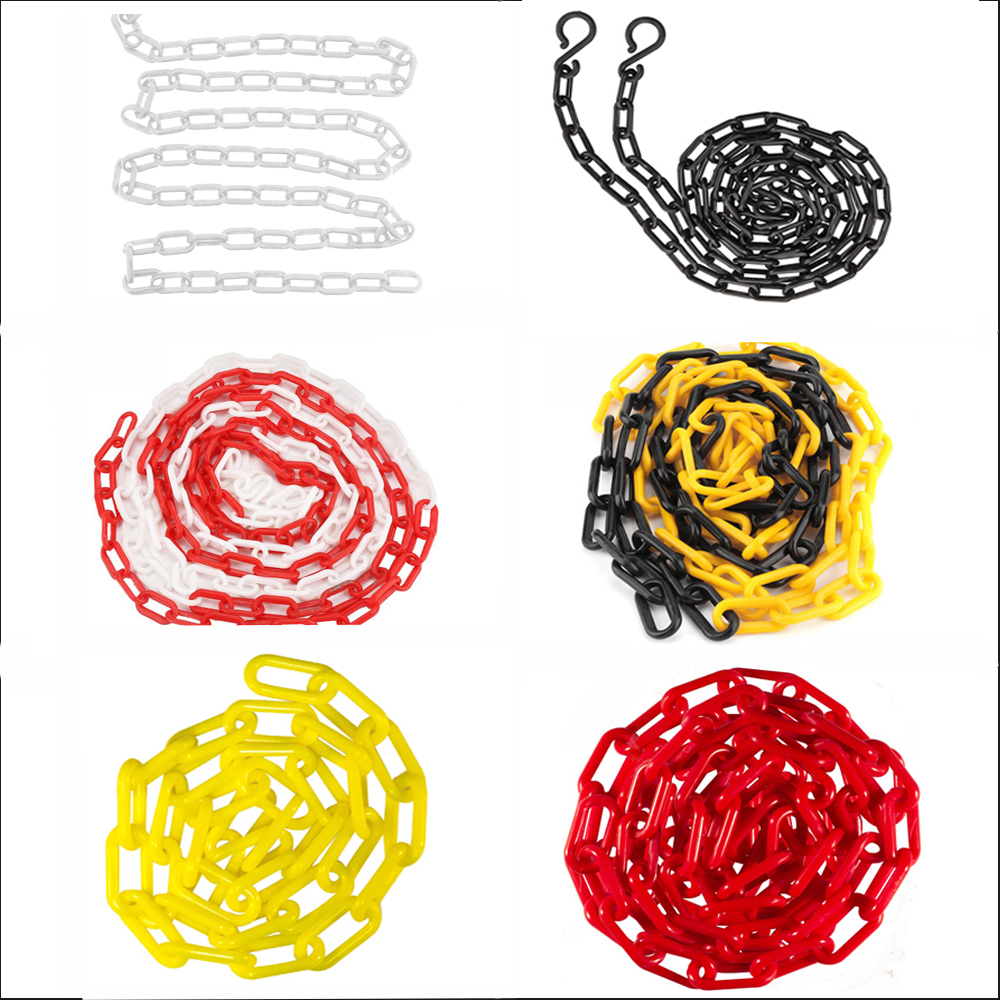 1pcs 5/10M Plastic Waarschuwingsketen Road Waarschuwing Blok Barrière Keten Verkeer Menigte Parking Controle 6/8/10MM Bescherming Accessoires
