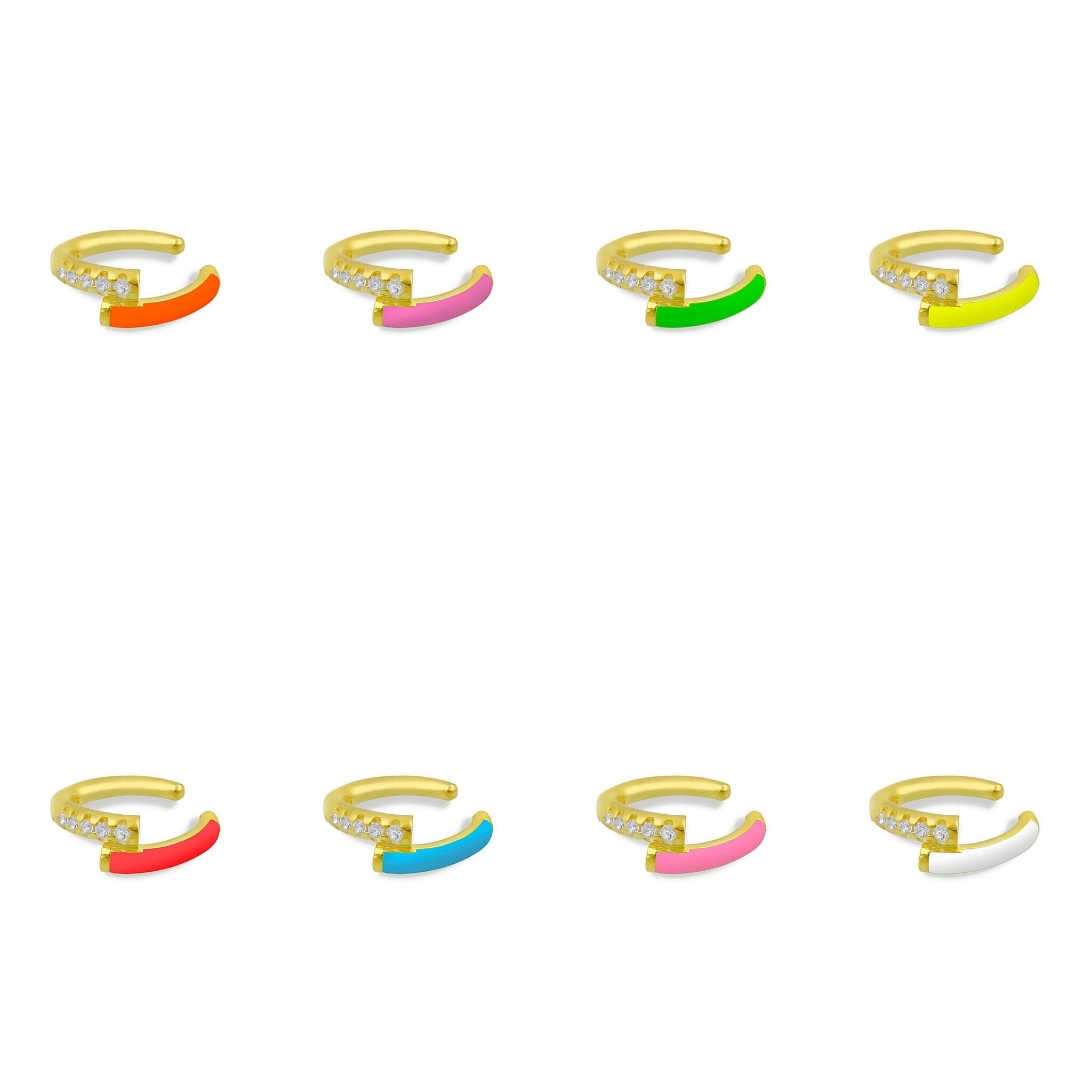 Boucle d&#39;oreille ronde en émail néon coloré, bijoux de , cercle rond sans piercing, manchette, été,