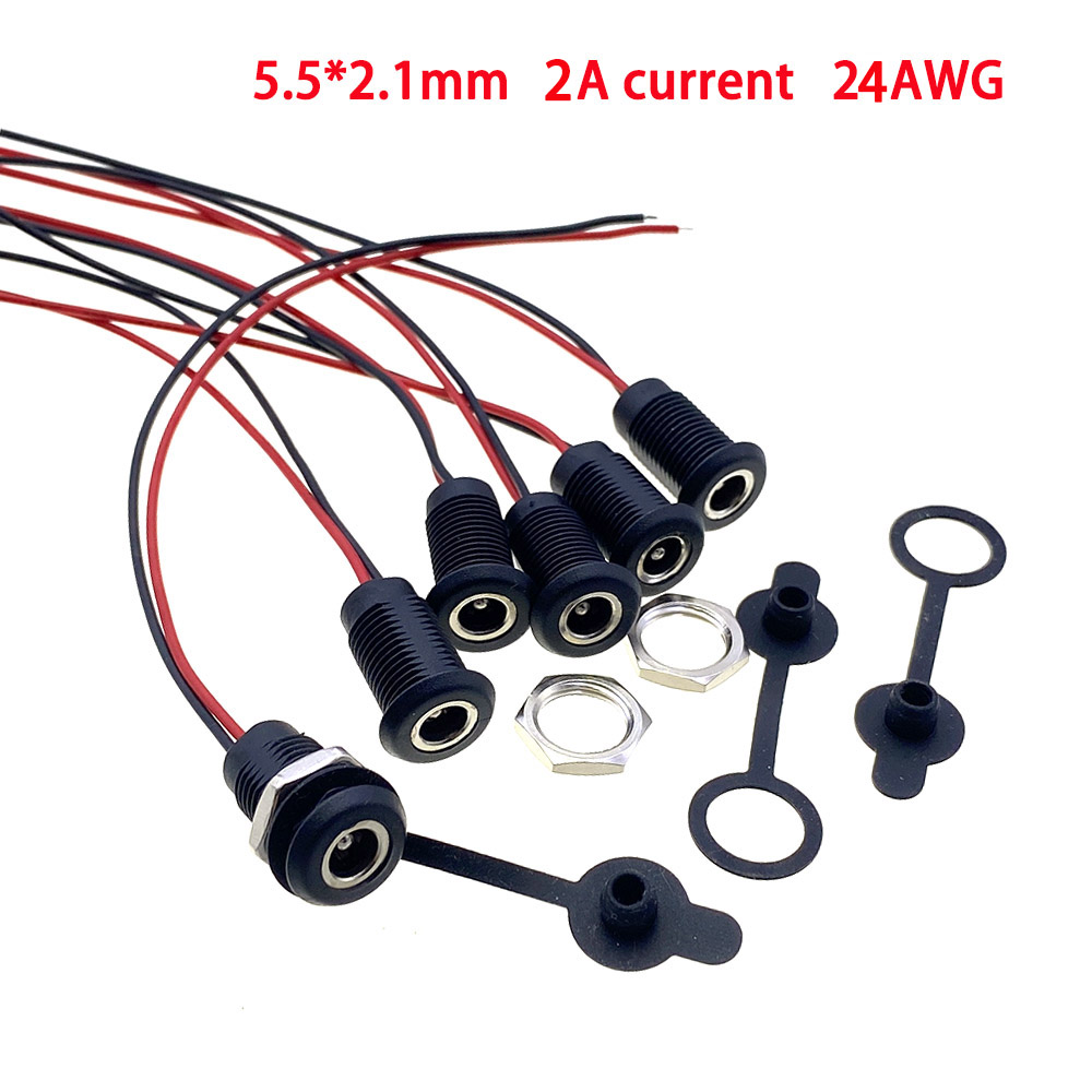 Battery DC Power plug connector for diy dc waterproof jack connector 5.5 X 2.1 mm 5.5X2.5mm with Wire Turmera