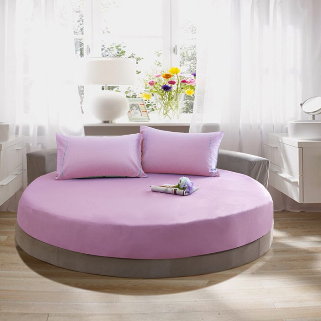 100% Cotton Solid Round Fitted Sheet Romantic Solid Color Round Bed Sheet Bedding Set Mattress Cover Topper 220cm Themed Hotel