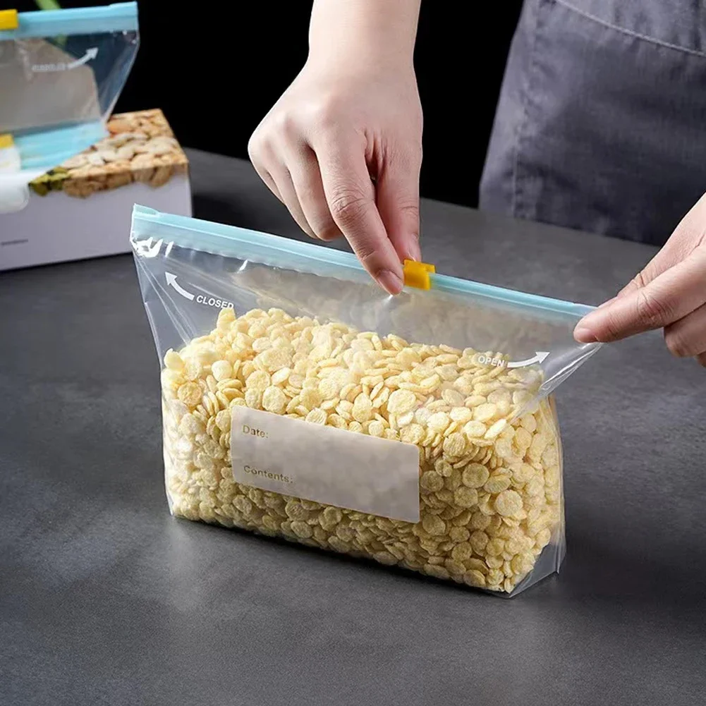 10/20Pcs Reusable Zipper Bag Stand Up Zip Shut Plastic Freezer Bag Fruit Vegetable Ziplock Kitchen Food Storage Organizer Pouch