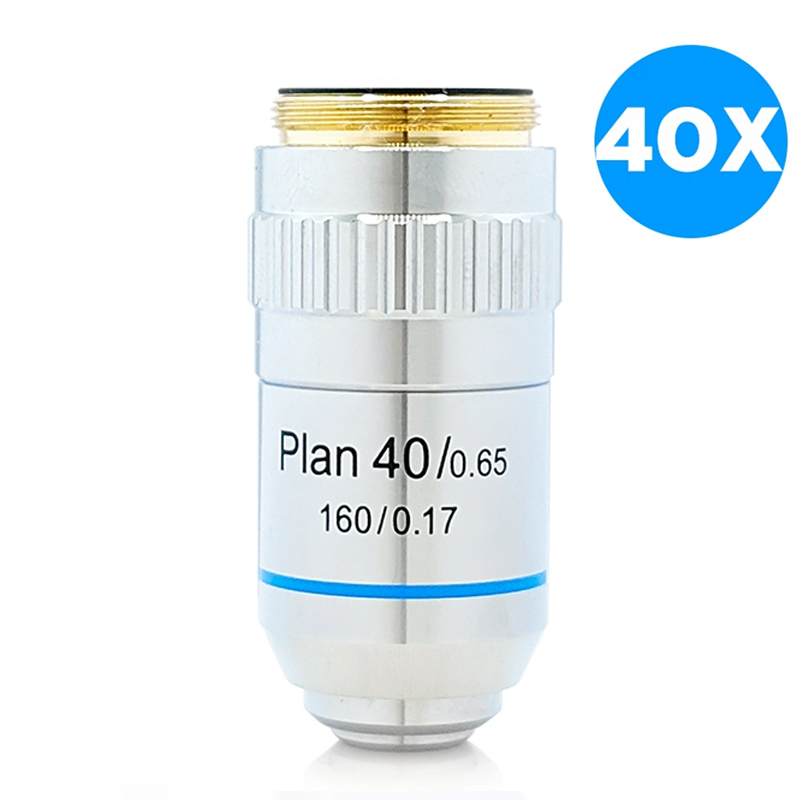 Lente objetivo acromática de Plan de microscopio 4X 10X 20X 40X 100X objetivos de microscopio metalúrgico biológico rosca de 20,2 RMS: Negro