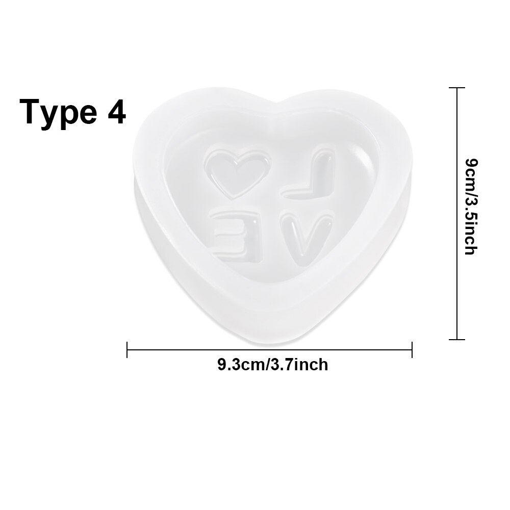 3D LOVE/HOME Silicone Mold Letters Casting Molds Heart Shape Home Craft Decoration Crystal Glue Cake Candy Jewelry Making Tool: Type 4