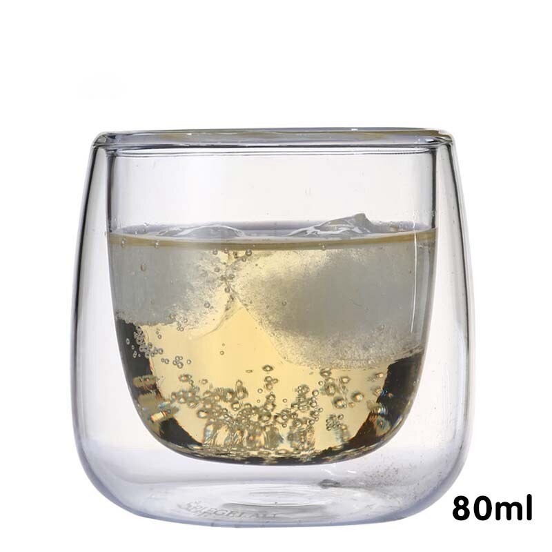 Copas de vino, vaso para beber, whisky, vodka, taza para café, zumo, agua, tazas de té creativas, taza de vidrio con doble fondo para el hogar