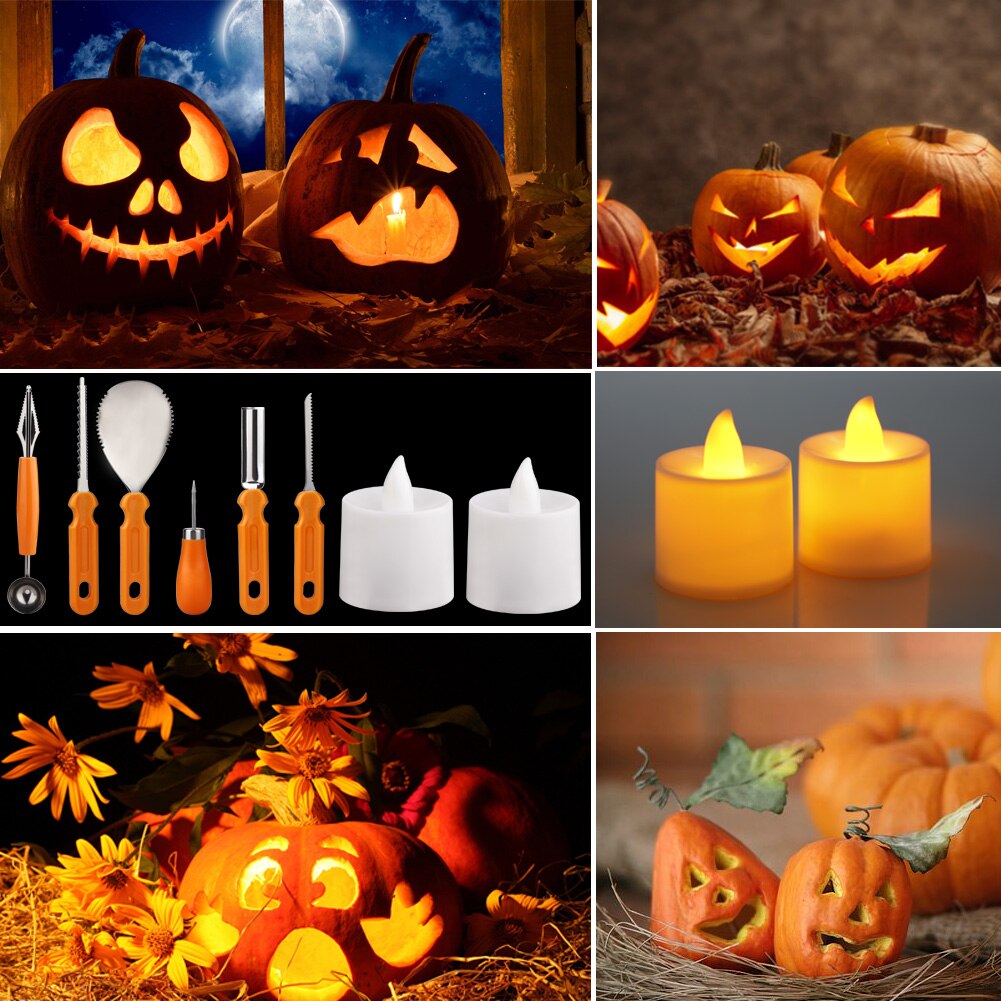 9pcs Halloween Pumpkin Carving Kit Stainless Steel Tool Set Easily Carve For Pumpkin Decorations DIY Craft Accessories