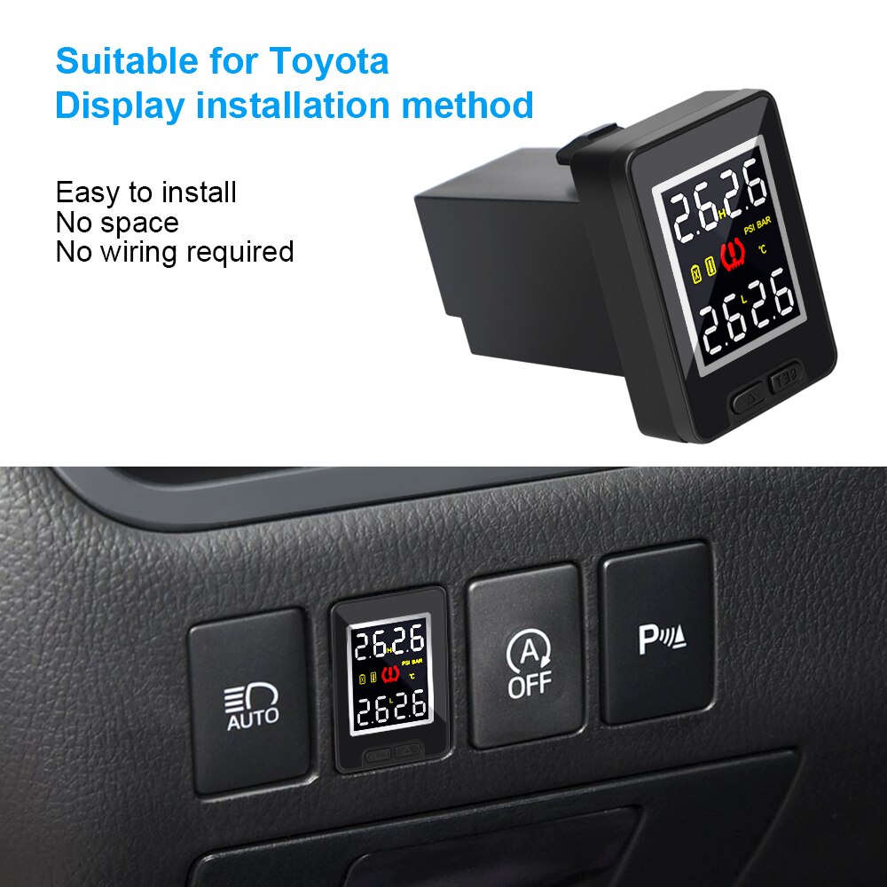Smart Car TPMS Tire Pressure Monitor System For Toyota With 4 Pcs Sensors Real-time Temperature Monitoring Tyre Pressure Gauge