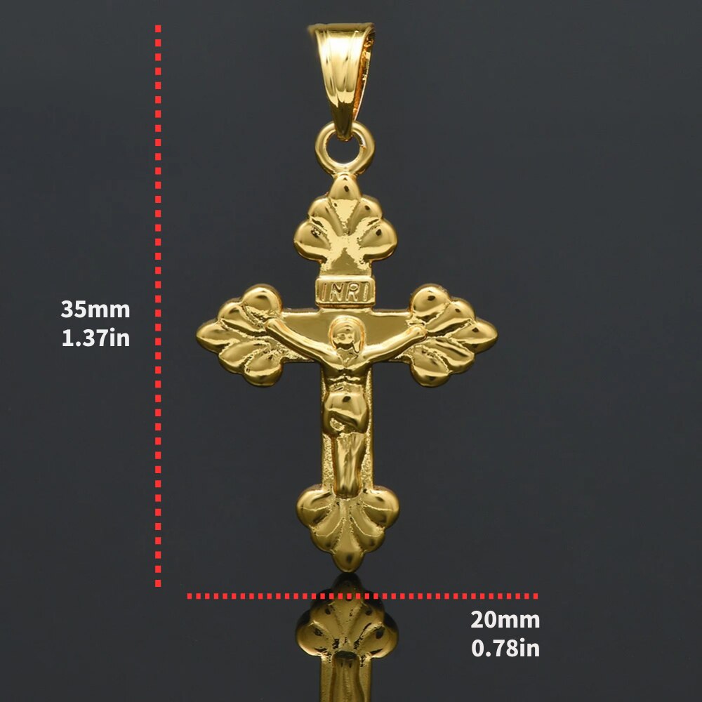 Copper Gilded Catholic Jesus Christ Golden Jesus Cross Cross Pendant: 1