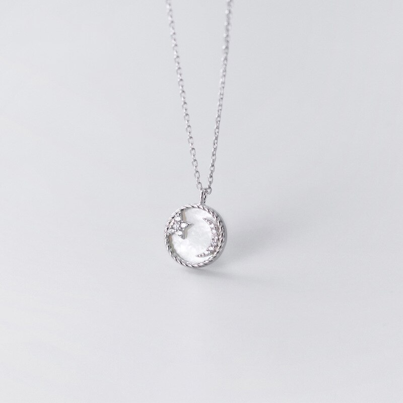 Coolkala Zilveren Ketting Vrouwelijke Mori Prachtige Ster Maan Ronde Shell Meisje Hart Choker