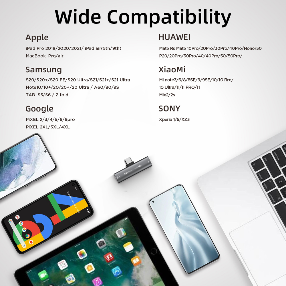 Adapter USB C na gniazdo 3,5 MM do iPhone'a 15 S24U PD 30W 2 w 1 Type-C 3 5 Audio Earphone Converter Digital Decode 32bit 384KHz