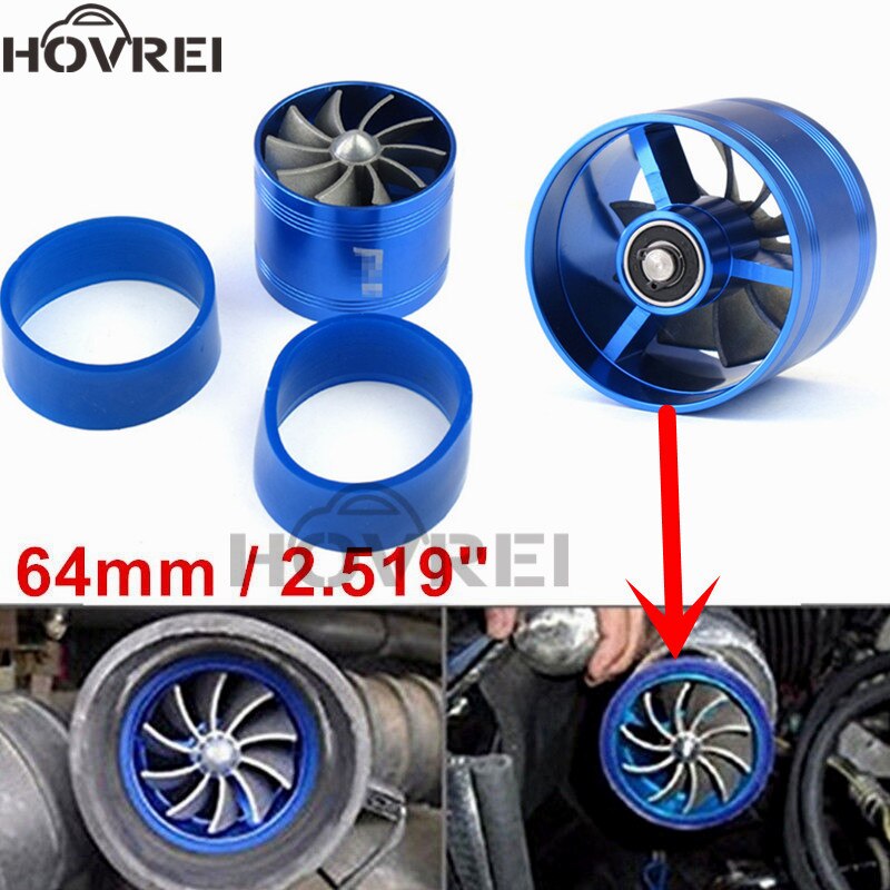 64.5 x 50mm Universal Car Air Intake Single Fan Engine Turbine Supercharger Turbocharged Air Filter Turbocharger Gas Fuel Saver