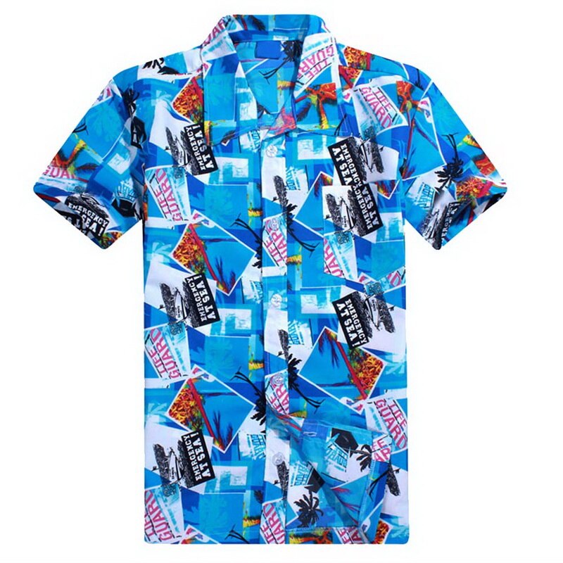 Mænds hawaiian beach board skjorte sommer korte ærmer printede løse sportsskjorter quick dry mærke badedragt plus størrelse l -4xl
