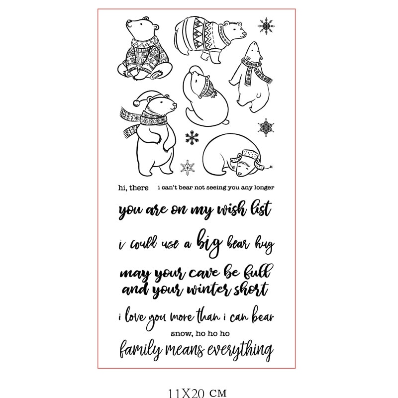 Animal Polar Bear Clear Stamps for Scrapbooking Card Making Silicone Craft Stamps Transparent