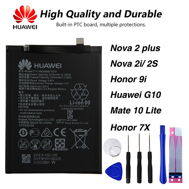 Bateria de celular huawei om original, bateria para huawei nova 2 plus/nova 2s/nova 2i honor 9i huawei g10 mate 10 lite honor 7x