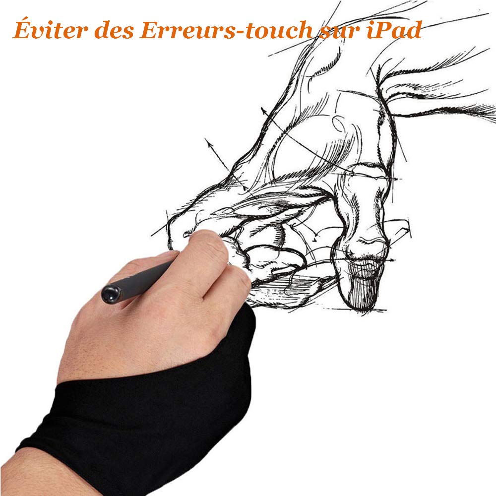 6 stücke Künstler Zeichnung Handschuhe Anti-Fouling Grafik Tablet Handschuh Zwei Finger, gute für Rechts oder Links Hand, Größe M