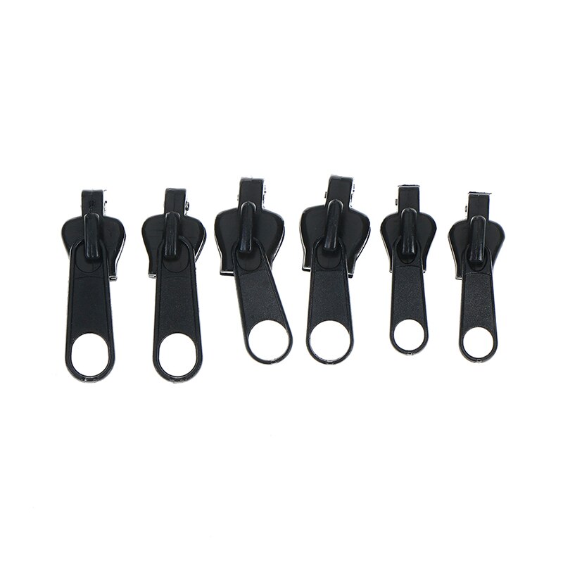 6 stk fix en lynlås skyder redning instant reparation kit udskiftning universal: Sort