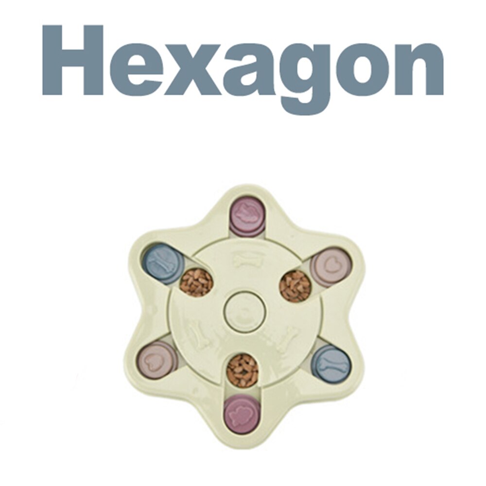 Interactive Dog Toys for Large Small Dogs Education Toy Durable Educational Smart Toys for Dog Training Feeding Turntable Toy: Hexagon Green