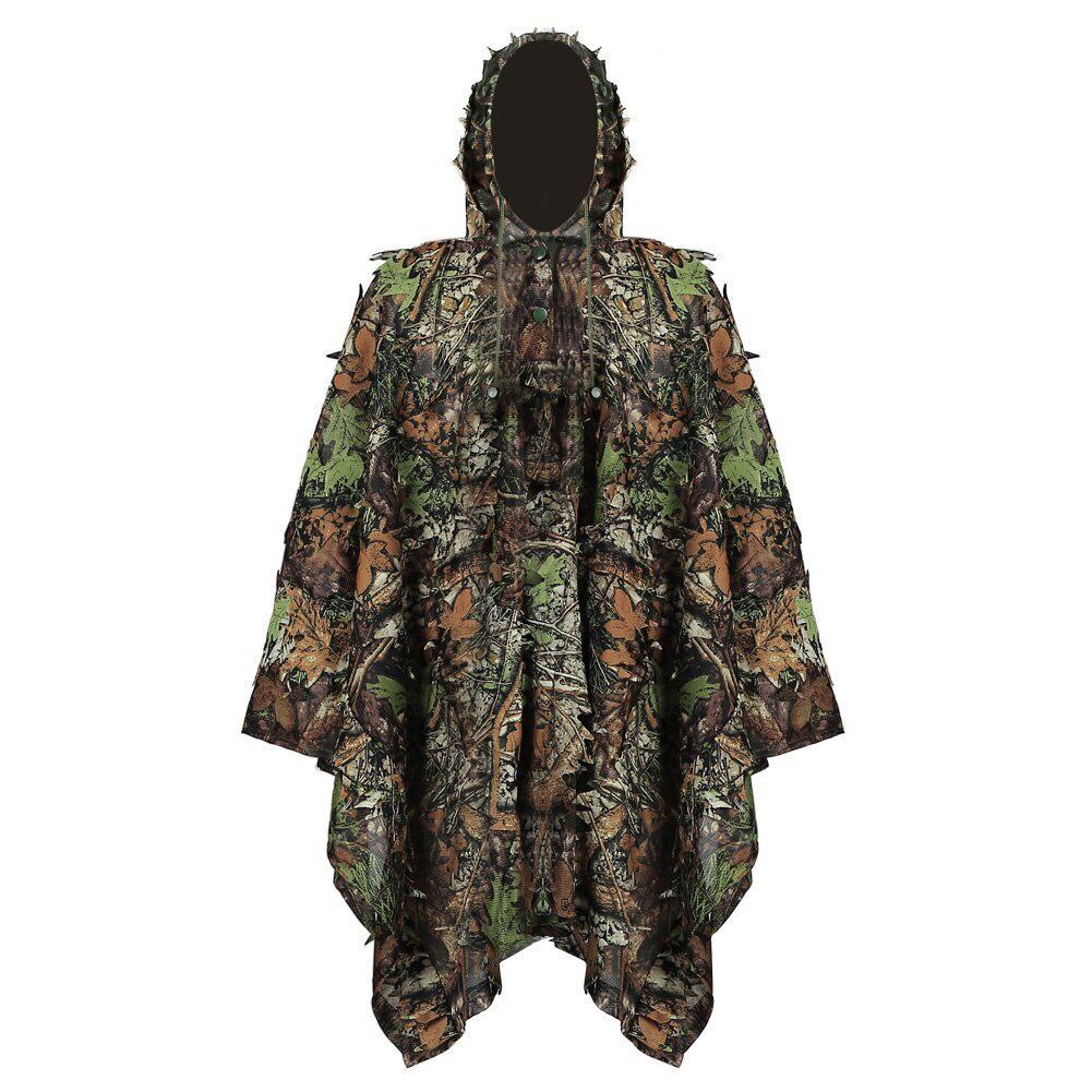 Grünen Poncho Dschungel Ghillie Anzüge Jagd Tarnung Kleidung 3D bionisch Blatt Yowie Gittergewebe Für Jagd HinzufüGen Uttons Mehr Bequem