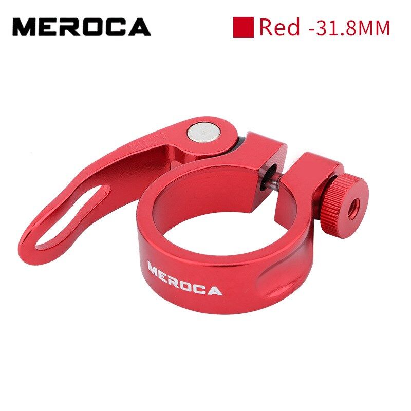 Meroca Fiets Zadelpen 31.8 34.9Mm Klem Qr Quick Release Aluminium Cnc Fiets Lock Klemmen Fietsen Deel Zadelpen clip: Red 31.8mm