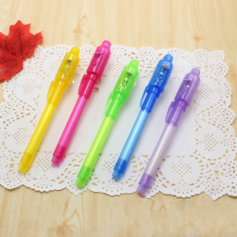 4 Stks/set Onzichtbare Inkt Pen Ingebouwde Uv Licht Magic Marker Voor Pen Veiligheid Te Gebruiken