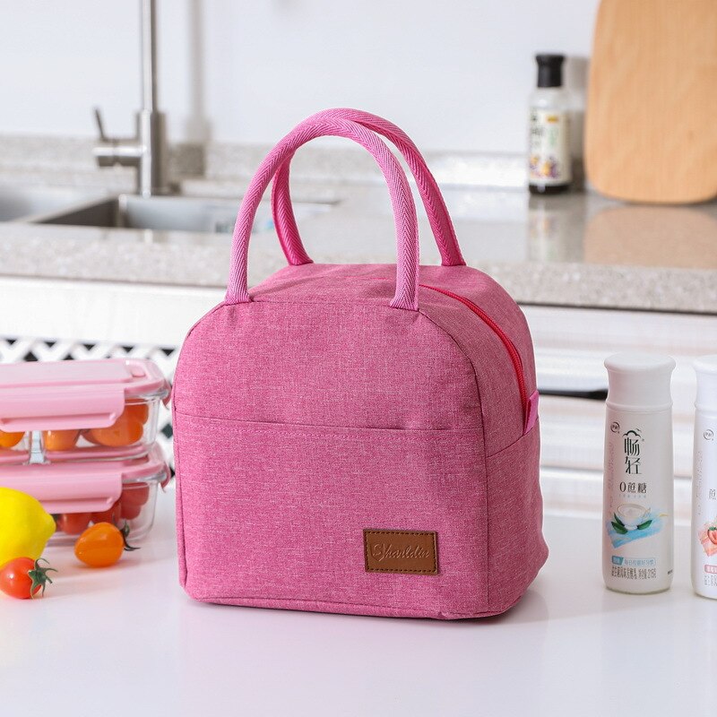 Fiambrera térmica para mujer, bolso portátil con cremallera, aislante, para la puerta de la comida, fiambrera de viaje, contenedor de almacenamiento para la cena: Rose Red