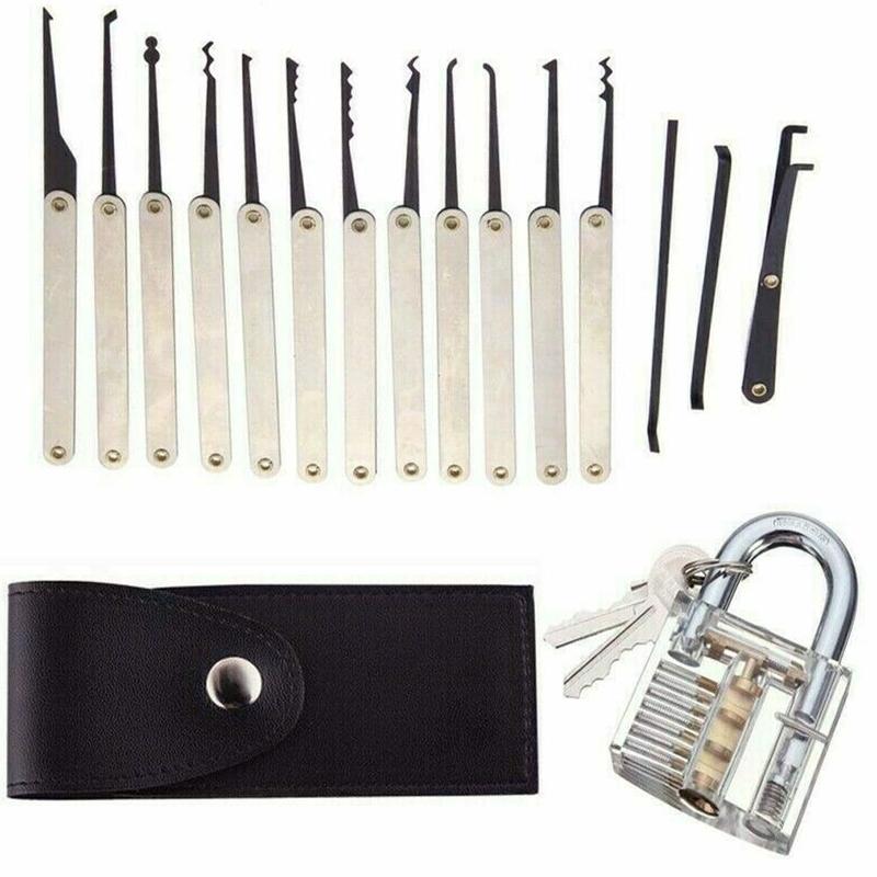 ! Herramientas de cerrajero Kit de práctica de bloqueo transparente con llave de extracción rota herramienta ganchos de extracción Hardware 3 en 1 Juego