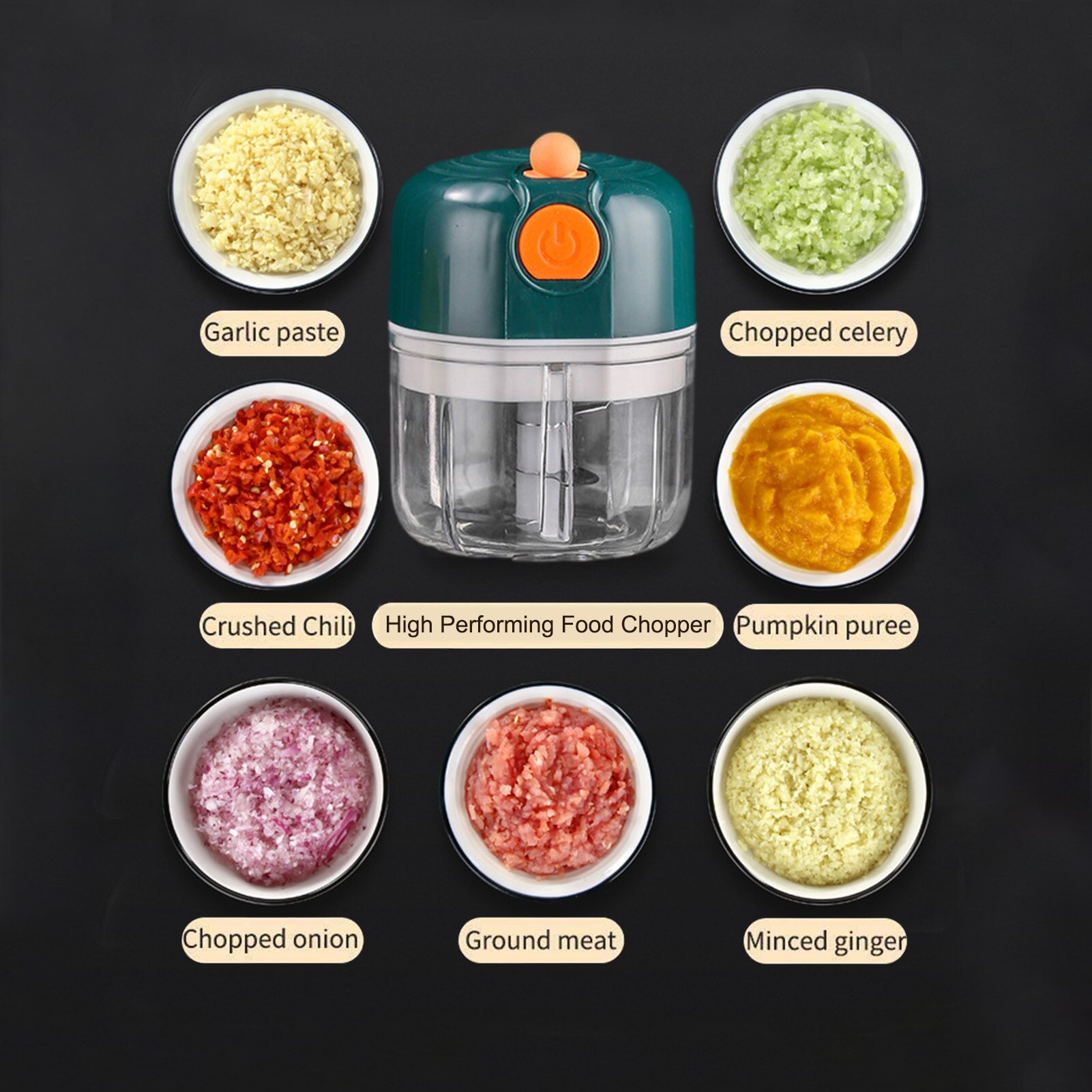 3 Blade Electric Mini Garlic Chopper Pepper Vegetable Nut Chopper Portable Small Food Processor Kitchen Useful Gadget