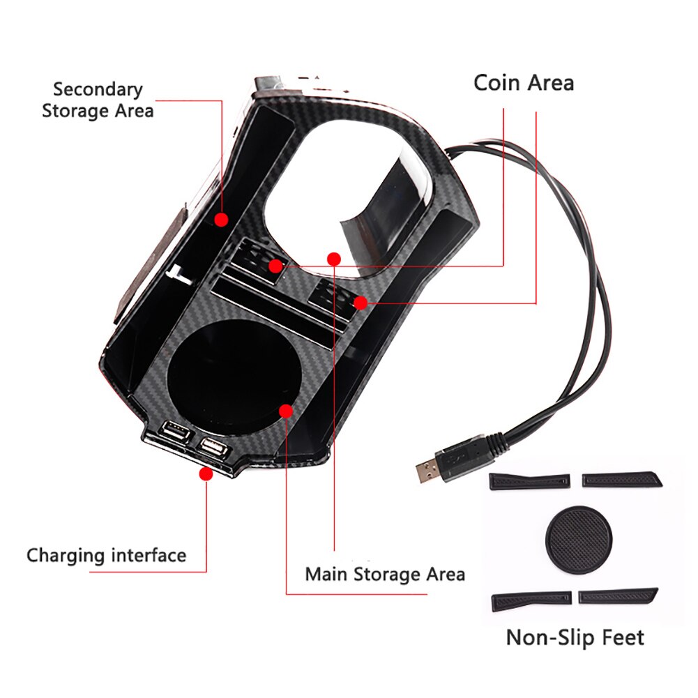 Central Cup Holder Storage Box USB Charging Dual Ports Car Central Cup Hold For Honda's 10th Civic Civic FC1 Supplies