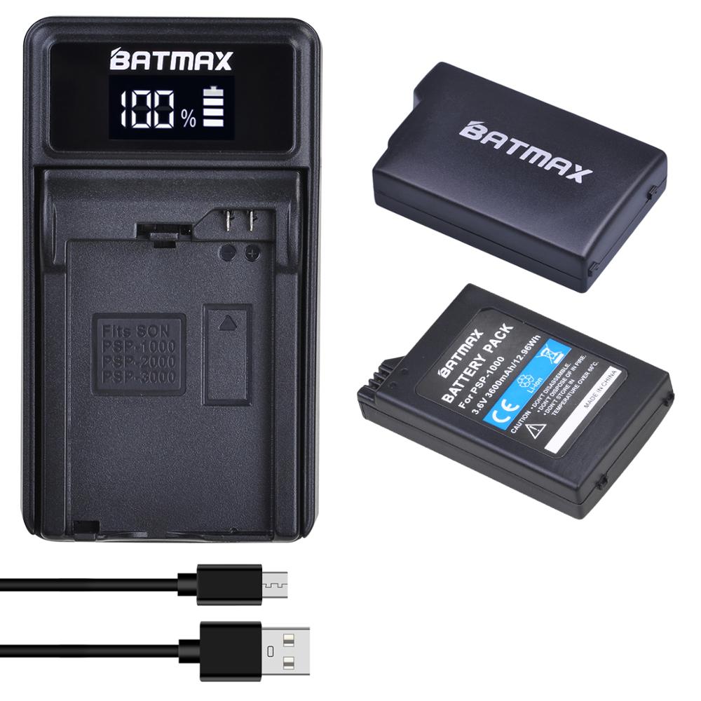 Batmax 3600mAh PSP 1000 Battery +LED USB Charger For Sony PlayStation Portable PSP1000 for Sony 1001,1002,1003,1004,1005,1006: 2 battery 1 charger