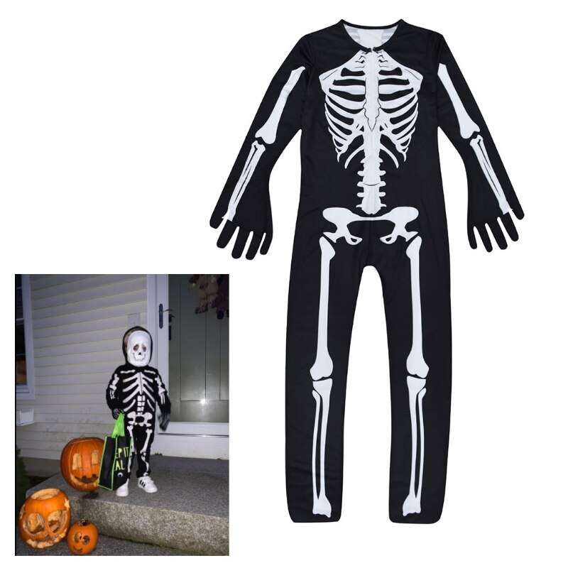 Børns skelet halloween kostume - spædbarn børn skelet skelet jumpsuit kostume