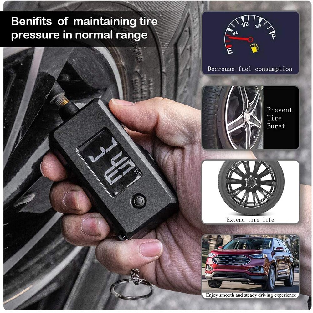 Digital Tire Pressure Gauge Reader Checker 2 in 1 Digital PSI Tire Gauge with Tread Depth Gauge for Car Truck Bicycle Motorcycle