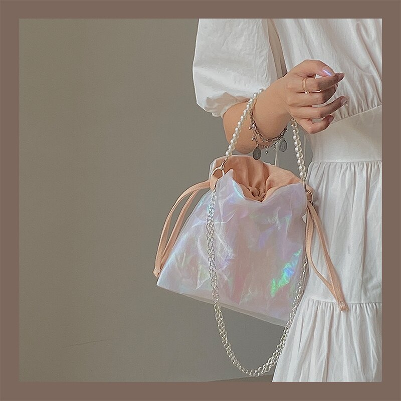 Mini sacs à main avec chaîne perlée pour femmes, sacs à bandoulière Vintage, fil de , sacoche de soirée, pochette