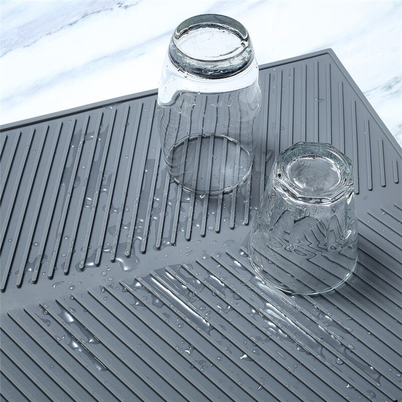 EPASUN 51x41cm Large Kitchen Dish Drying Mat Water Filter Silicone Drain Cushion Pad Countertop Fast Drying Mat Dishes Placemat
