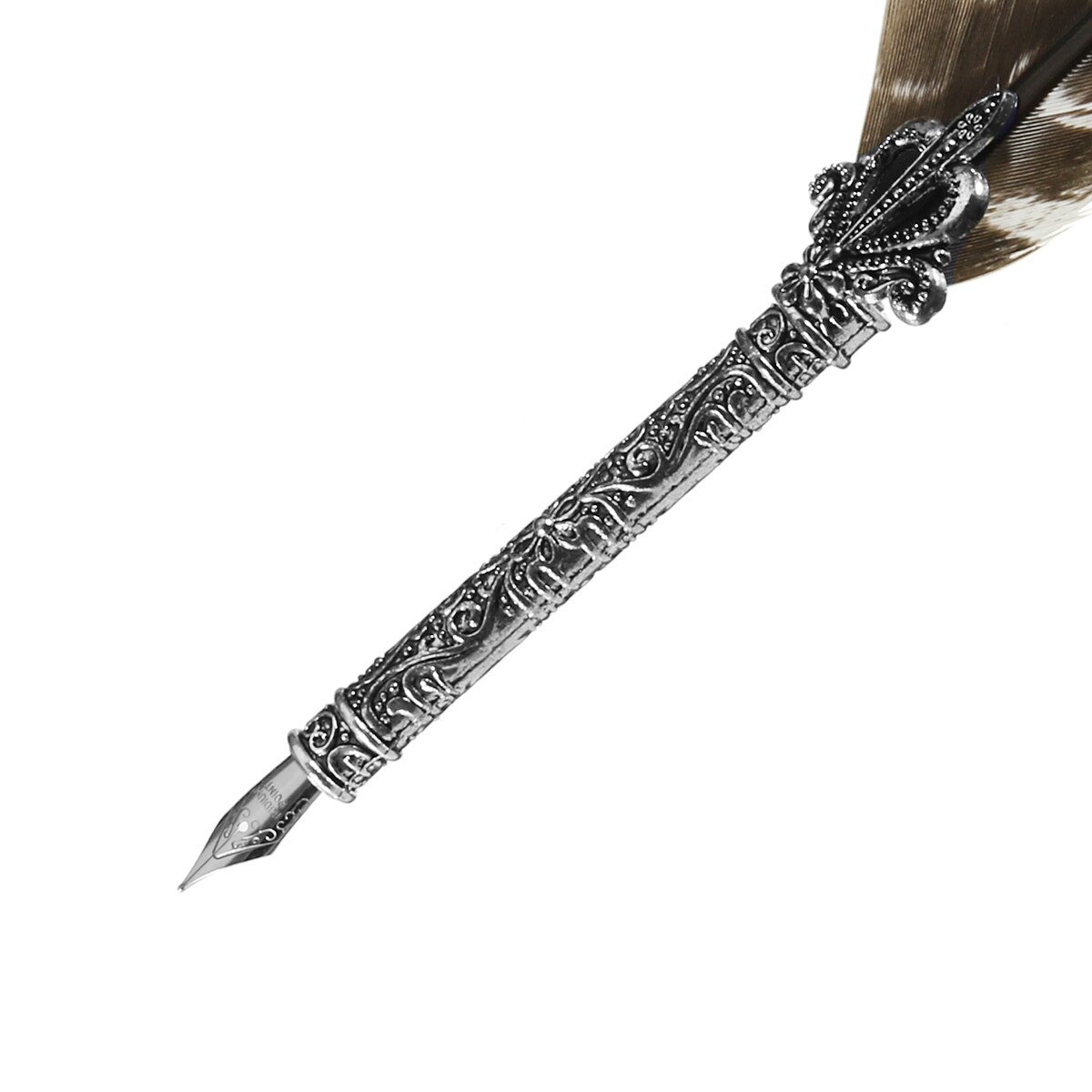 Kicute Vintage Vulpen Feather Quill Pen Metalen Penpunten Dip Schrijven Zwarte Inkt Set Briefpapier Met 5 Nib Collectable Levert